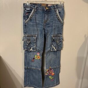 Est. 1989 Place Bootcut Jean Embellished Floral Butterfly Cargo Pocket (Girl 10)